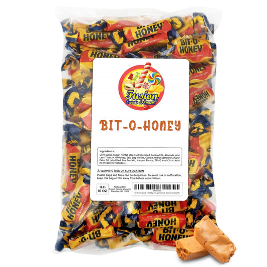 Bit-O-Honey Candy - 3 LB Bulk Bag - Individually Wrapped Retro Candy - Real Honey And Almond Taffy