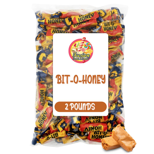 Bit-O-Honey Candy - 2 LB Bulk Bag - Individually Wrapped Retro Candy - Real Honey And Almond Taffy