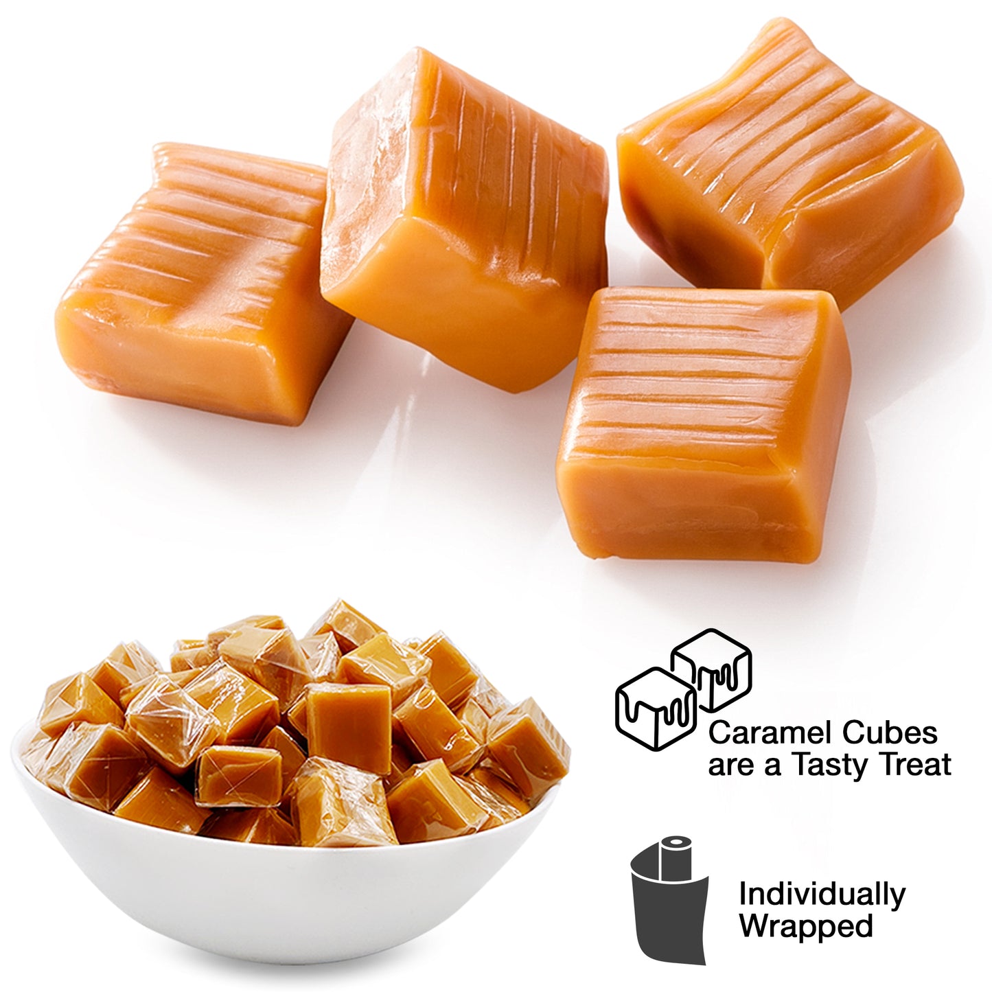 Caramel Cubes Candy Individually Wrapped - 2 Pound Bulk Bag - Caramel Candy Soft Classic Chewy Candy For Holidays, Or Any Occasion