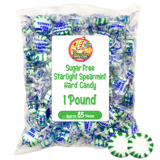 Arcor Sugar Free Spearmint Starlight Hard Candy - 1lb Bulk Bag - Keto Friendly Sugar Free Mints Individually Wrapped - Delicious Sugar Free Mint Candy for Fresh Breath